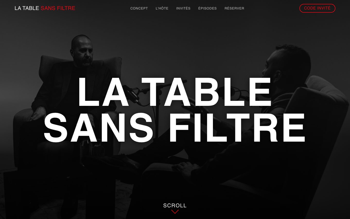 La Table Sans Filtre — site créé par Wenov